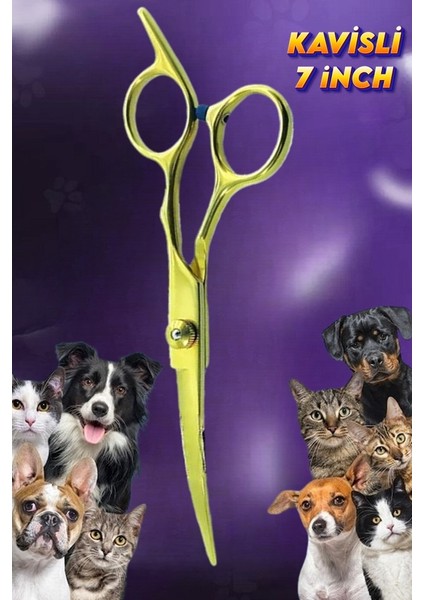 7 Inç Gold Kavisli Düz Evcil Hayvan Kesim Tıraş Makası Kedi ve Köpekler Için Pet Kuaför Makası fiyatları