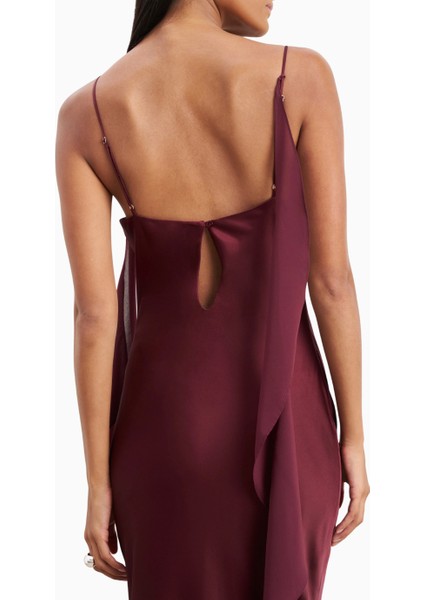 Ruched Bust Satin Slip Dress Büzgü Detaylı Saten Slip Maxi Kadın Elbise modelleri