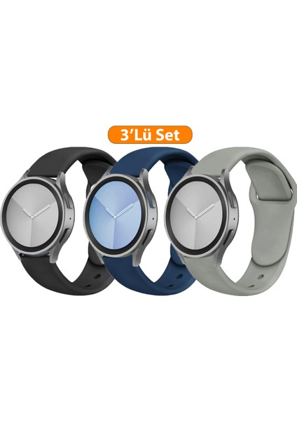 Samsung Galaxy Watch 7 Fe 4 5 Pro 6 Seri 40 42 43 44 45 46 47 mm Uyumlu 3'lü Set Silikon Kordon Seti