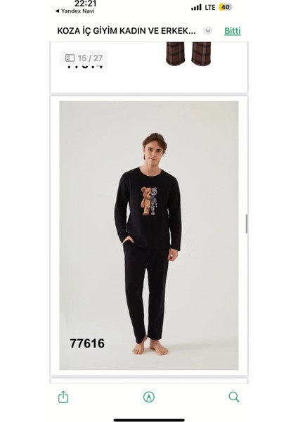 Robot Ayıcık Baskılı Erkek Pijama Takımı Siyah fiyatları