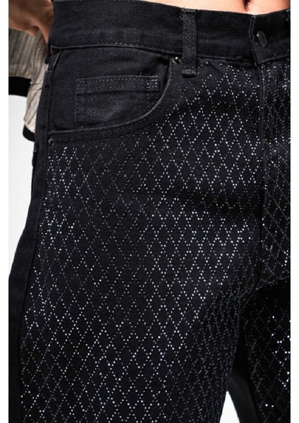 Itsbasic Kadın Siyah Renk Lora Parlak Baklava Taşlı Loose Fit Tasarım Denim fiyatları