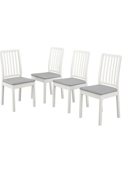 Ekedalen Yemek Sandalyesi Seti Beyaz Orrsta Açık Gri 4 Adet