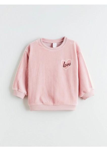 Lcw Kids Pembe Bisiklet Yaka Kız Çocuk Kadife Sweatshirt ve Eşofman Alt fiyatları