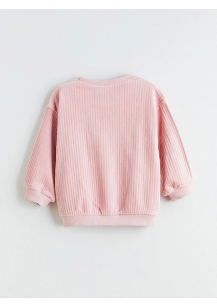 Lcw Kids Pembe Bisiklet Yaka Kız Çocuk Kadife Sweatshirt ve Eşofman Alt indirimleri