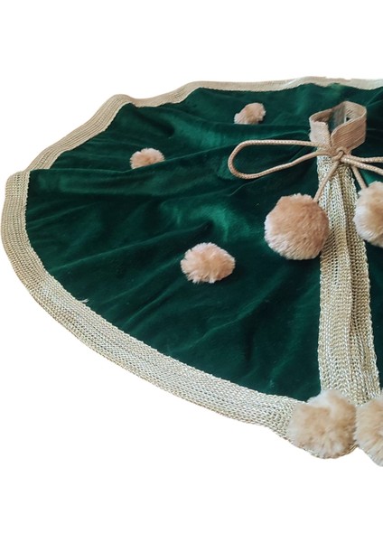 , Yılbaşı Çam Ağacı Altı Örtüsü, Çam Ağacı Ayak Halısı Örtüsü, Yeşil Renk, Kadife, 60 cm