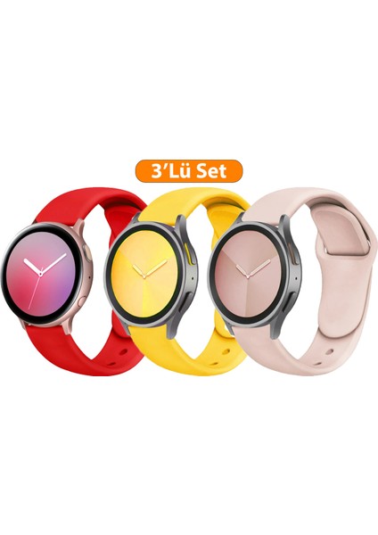 Samsung Galaxy Watch 7 Fe 4 5 Pro 6 Seri 40 42 43 44 45 46 47 mm Uyumlu 3'lü Set Silikon Kordon Seti