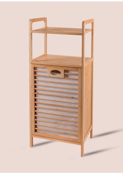 Bambu 2 Raflı Banyo Düzenleyici Dolap ve Çamaşır Sepeti 95X40X30 cm fırsatları