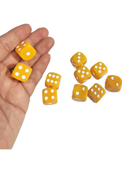 Sarı Okey Zarı Renkli Masa Oyunları Zarı - 4 Adet