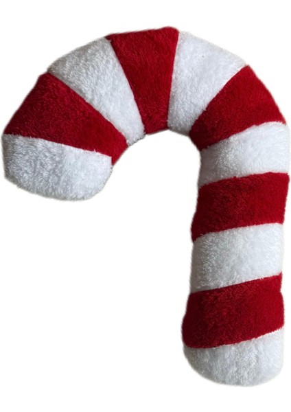 Yılbaşı Baston Şeker Yastık Dekoratif Peluş Kırmızı Beyaz 45 cm fiyatları