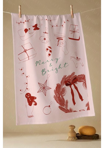 Yılbaşı & Christmas Desenli Tek Taraf Baskılı 4'lü Mutfak Havlusu Kurulama Bezi Seti 60X40 cm indirimleri