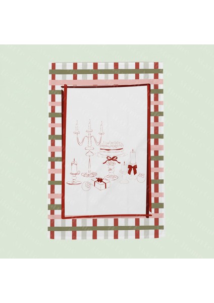 Yılbaşı & Christmas Desenli Tek Taraf Baskılı 4'lü Mutfak Havlusu Kurulama Bezi Seti 60X40 cm