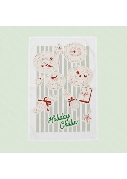 Yılbaşı & Christmas Desenli Tek Taraf Baskılı 4'lü Mutfak Havlusu Kurulama Bezi Seti 60X40 cm