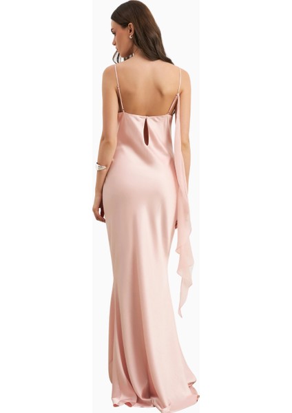 Ruched Bust Satin Slip Dress Büzgü Detaylı Saten Slip Maxi Kadın Elbise modelleri