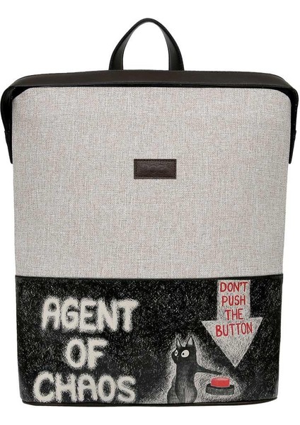 Unisex Vegan Gri Sırt Çantası - Agent Of Chaos Tasarım
