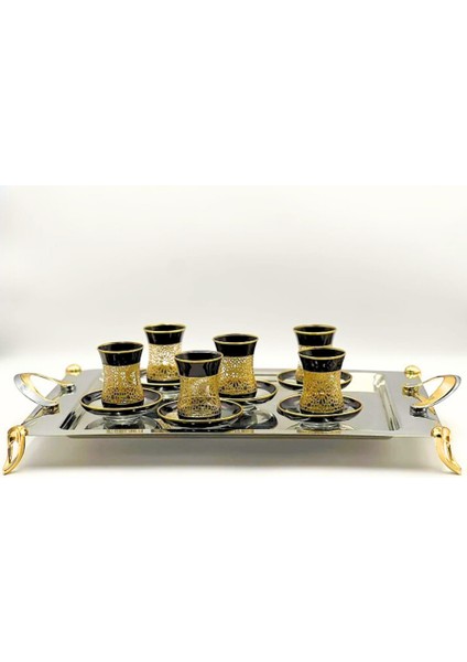 Lazer Kesim Desenli Ince Belli 6 Kişilik Çay Bardağı Seti modelleri