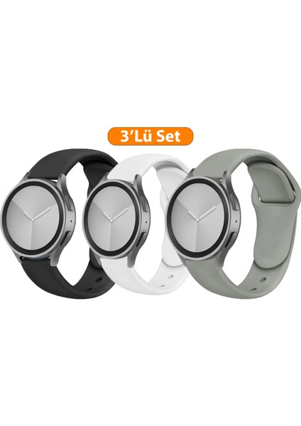 Samsung Galaxy Watch 7 Fe 4 5 Pro 6 Seri 40 42 43 44 45 46 47 mm Uyumlu 3'lü Set Silikon Kordon Seti