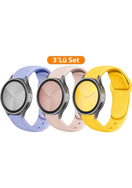 Samsung Galaxy Watch 7 Fe 4 5 Pro 6 Seri 40 42 43 44 45 46 47 mm Uyumlu 3'lü Set Silikon Kordon Seti