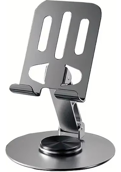 360 Döner Başlıklı ve Görüş Açısı Ayarlanabilir Metal Telefon Standı Gri AL5341