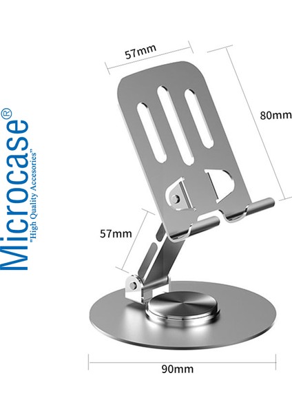 360 Döner Başlıklı ve Görüş Açısı Ayarlanabilir Metal Telefon Standı Gri AL5341 fiyatları