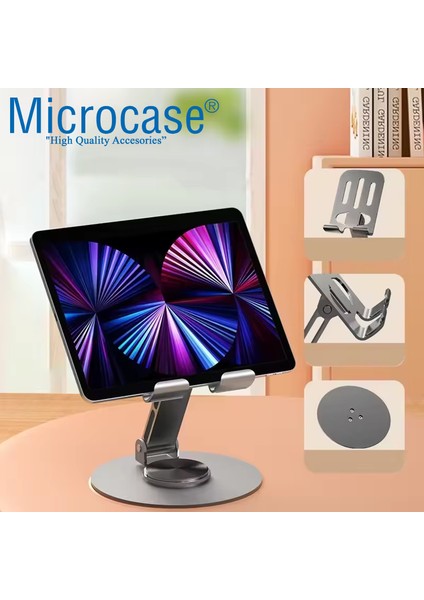 360 Döner Başlıklı ve Görüş Açısı Ayarlanabilir Metal Telefon Standı Gri AL5341 modelleri