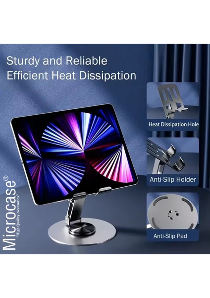 360 Döner Başlıklı ve Görüş Açısı Ayarlanabilir Metal Telefon Standı Gri AL5341 indirimleri