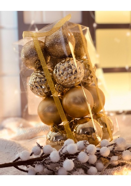 Yılbaşı Çam Ağacı Süsü Gold Altın Top Süs 6 cm 16LI Paket fiyatları