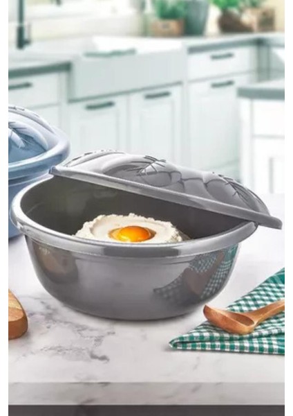 2 Adet Kapaklı Hamur Leğeni 5 Lt, Çok Amaçlı Pasta Kek Hamur Yoğurma Saklama Kabı Un Kutusu 2’li Gri modelleri