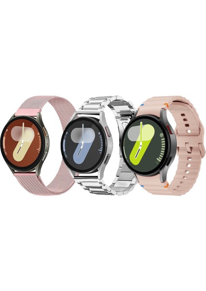 Samsung Galaxy Watch 6 / 4 / 5 / 7 / Fe 40/42/44/46MM Uyumlu 3'lü Paket Kordon Seti
