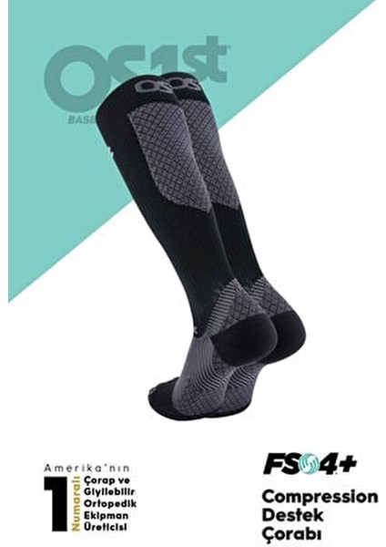 Fs4+ Compression Destek Çorap Siyah 1 Çift Spor ve Rehabilitasyon İçin Tasarlandı