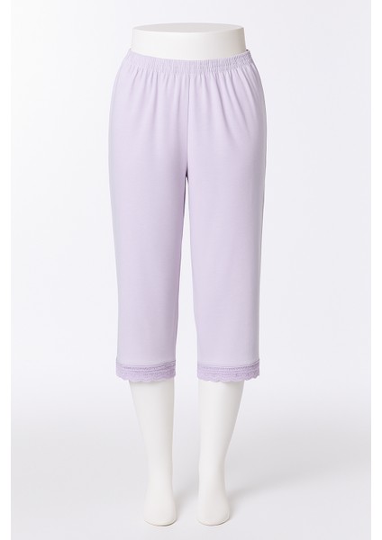 Pamuklu Capri Paçaları Dantelli Büyük Beden Kadın Tayt