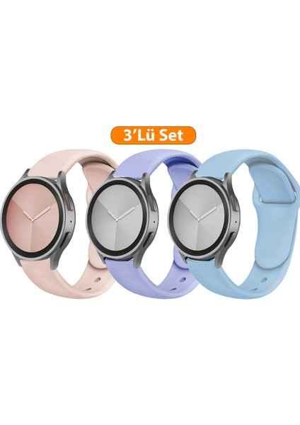 Samsung Galaxy Watch 7 Fe 4 5 Pro 6 Seri 40 42 43 44 45 46 47 mm Uyumlu 3'lü Set Silikon Kordon Seti