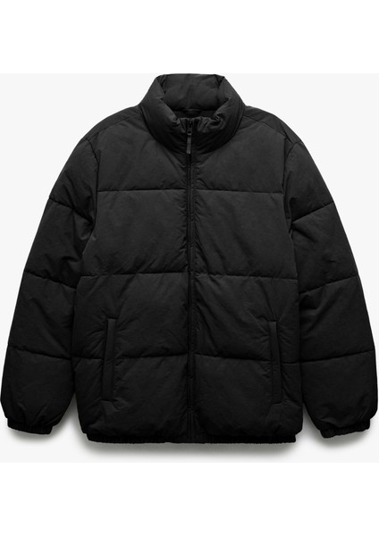 Dik Yaka Cep Detaylı Fermuarlı Şişme Mont fırsatları