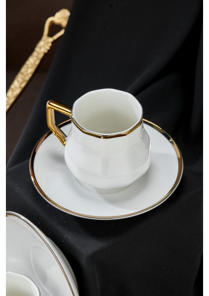 6’lı 90 ml Altın Detaylı Porselen Kahve Fincan Takımı – Şık ve Hediyelik fiyatları