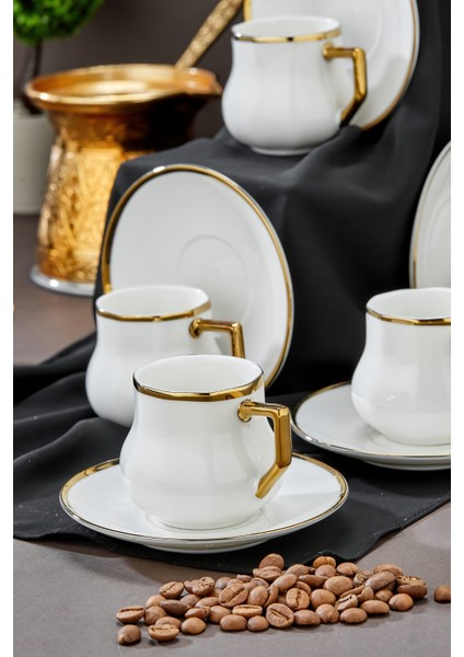 6’lı 90 ml Altın Detaylı Porselen Kahve Fincan Takımı – Şık ve Hediyelik fırsatları