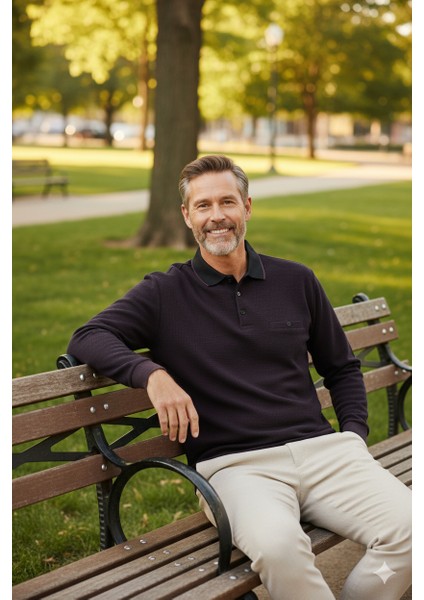 Erkek Kışlık Polo Yaka Kazak Pamuklu Örme Klasik Pıtırcık Selanik Düğmeli Fleto Cepli Rahat fırsatları