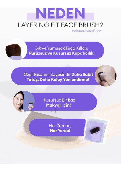 Özel Kesim Çok Fonksiyonlu Fondöten Fırçası Layering Fit Face Brush