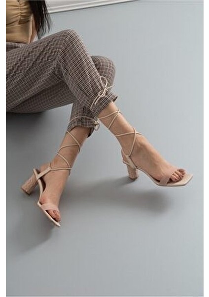 801 Ten Cilt Topuklu Kadın Sandalet
