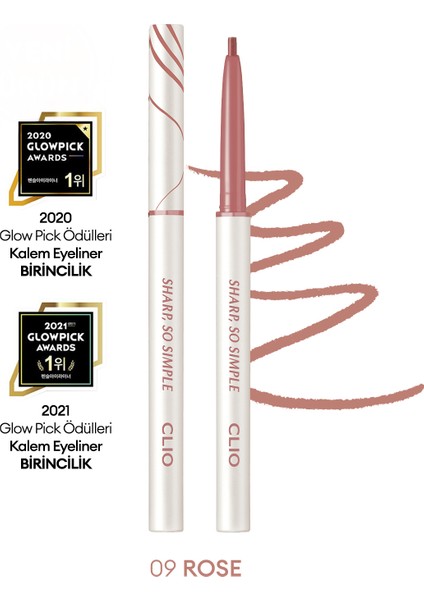 Suya Dayanıklı, İnce Uçlu Göz Kalemi CLIO Sharp So Simple Waterproof Pencil Liner (009 Rose)