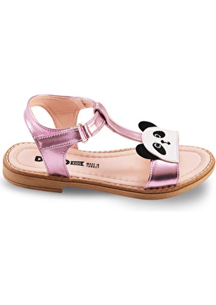 Panda Kız Çocuk Sandalet Parlak Suni Deri Bantlı 1 cm Topuk