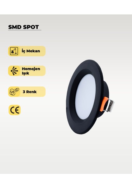 5W Smd Led Plastik Spot Siyah Beyaz Işık 2 Adet fiyatları