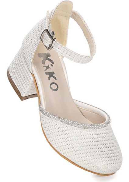 Taşlı Kız Çocuk Sandalet 5 cm Topuklu Suni Deri Yaz Ayakkabısı