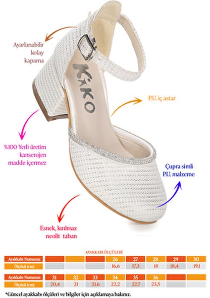 Taşlı Kız Çocuk Sandalet 5 cm Topuklu Suni Deri Yaz Ayakkabısı