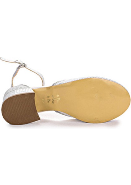 Taşlı Kız Çocuk Sandalet 5 cm Topuklu Suni Deri Yaz Ayakkabısı