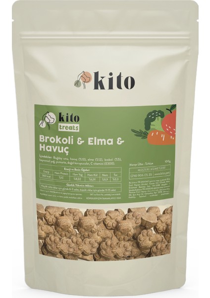 Brokoli & Havuç & Elma Cookie 100 gr (Köpekler Için Ödül Maması)