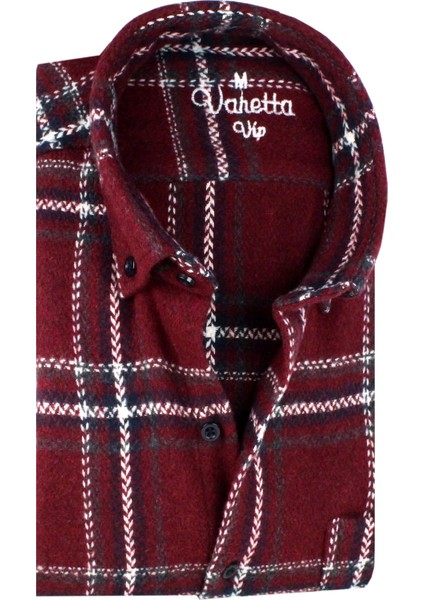 Erkek Bordo Kışlık Kalın Kareli Oduncu Gömlek – Cepli Geniş Kesim Trend Gömlek Model