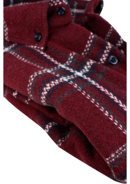 Erkek Bordo Kışlık Kalın Kareli Oduncu Gömlek – Cepli Geniş Kesim Trend Gömlek Model modelleri