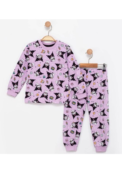Kız Çocuk Kuromi Desenli%100 Pamuklu Pijama Takımı 1/8 Yaş