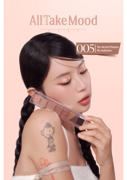 Pigmentli, 5 Farklı Dokulu Far Paleti PERIPERA All Take Mood Palette 005 No Acorn Passes By Autumn