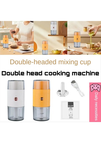 Mini Mutfak Robotu Sebze, Et, Meyve ve Kuruyemişler Için Çift Başlı Elektrikli Gıda Parçalayıcı Kuru Islak Ayırma Beyaz (Yurt Dışından) fırsatları