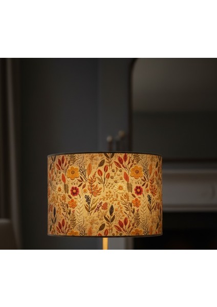 Sonbahar Çiçekleri Desenli Lambader Başlığı ( Sadece Başlık )
